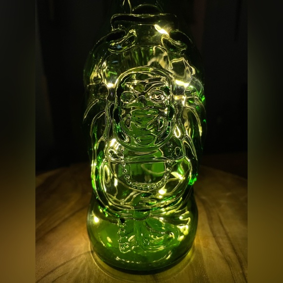 LUCKY BUDDHA BEER BOTTLE LAMP Recharge Portable Decor Occasion Glass Leather - Picture 4 of 14